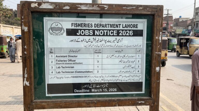 Fisheries Department Lahore Jobs Notice 2026