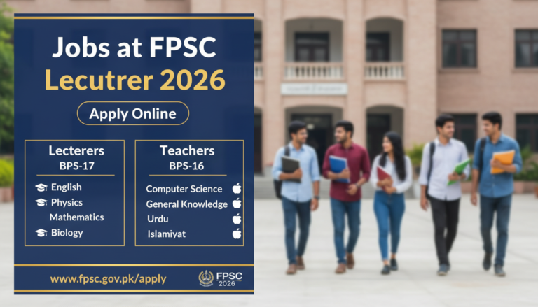 Jobs at FPSC Lecturer 2026 Apply Online Lecturers BPS-17 & Teachers BPS-16