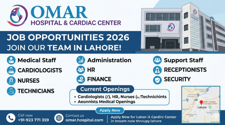 Job Opportunities at Omar Hospital & Cardiac Center Lahore 2026