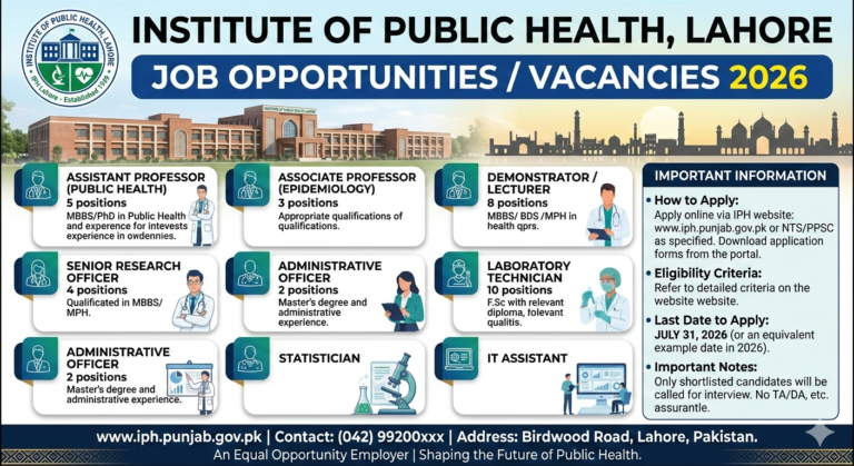 IPH Institute of Public Health Lahore Vacancies 2026