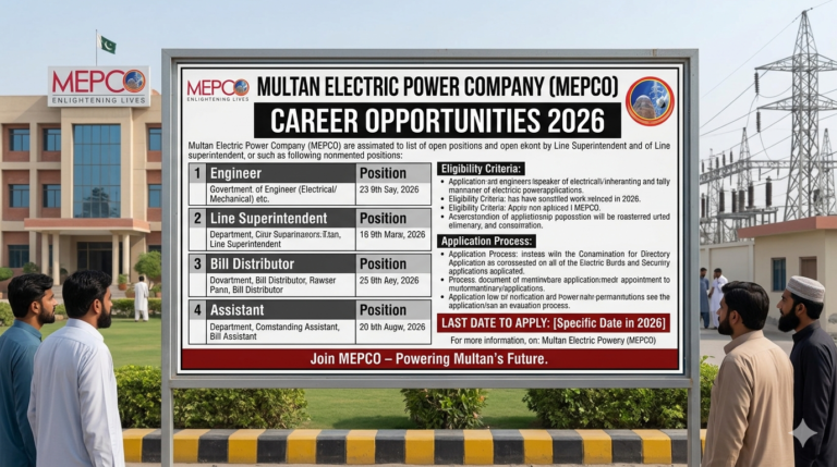 Job At Latest Multan Electric Power Company MEPCO Notice In 2026