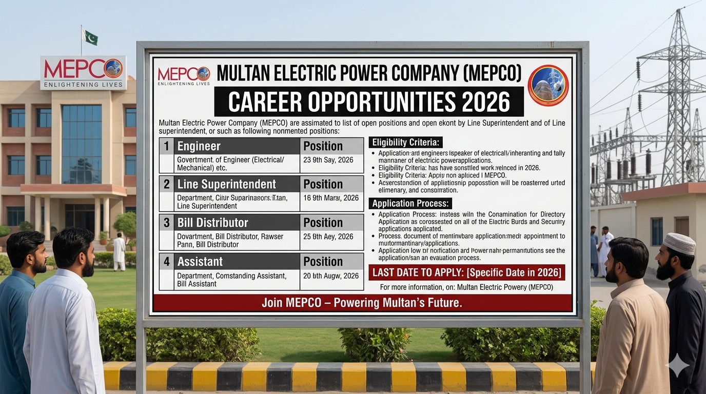 Job At Latest Multan Electric Power Company MEPCO Notice In 2026