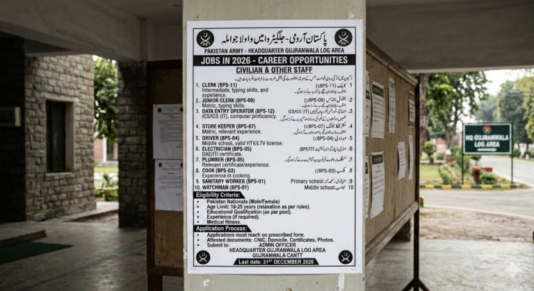 Jobs At Headquarter Gujranwala Log Area Gujranwala Cantt In 2026
