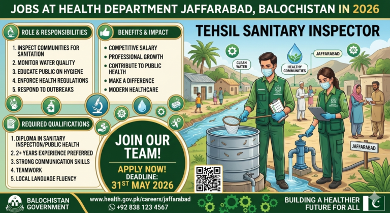 Jobs At Health Department Jaffarabad  Tehsil Sanitary Inspector In 2026