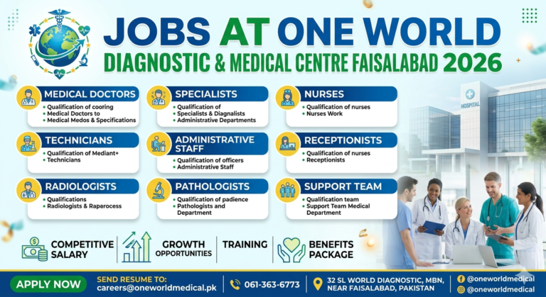 Jobs At One World Diagnostic & Medical Centre Faisalabad 2026