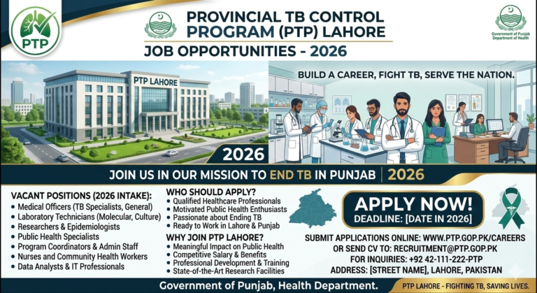 Jobs At Provincial TB Control Program PTP Lahore 2026
