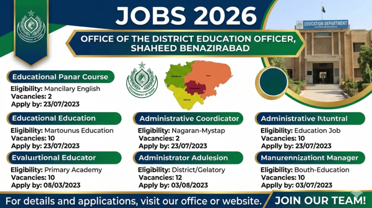 Jobs District Education Officer Shaheed Benazirabad 2026