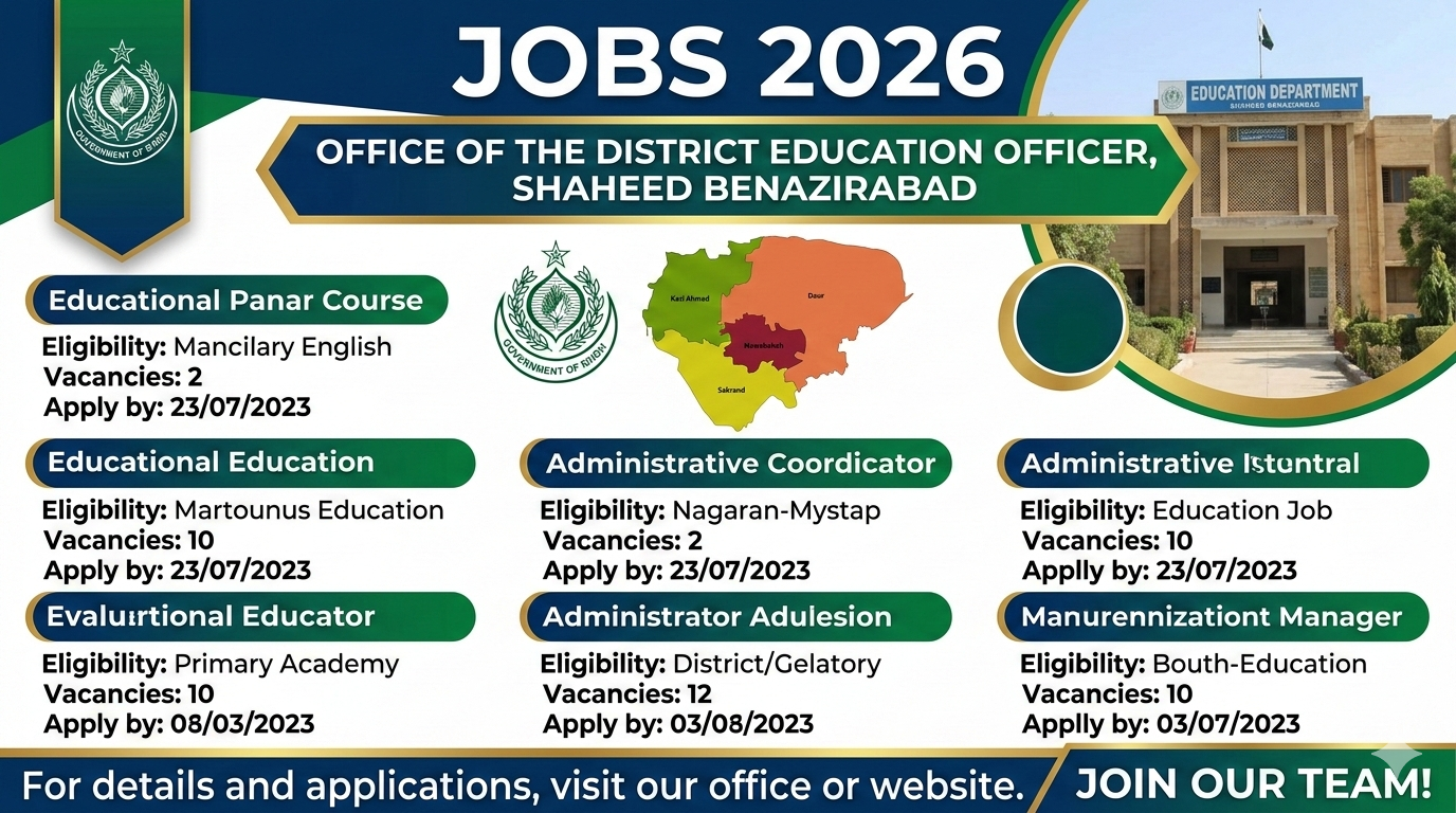 Jobs District Education Officer Shaheed Benazirabad 2026