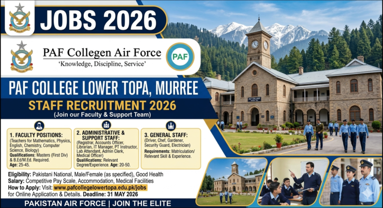 Jobs PAF College Lower Topa Murree 2026