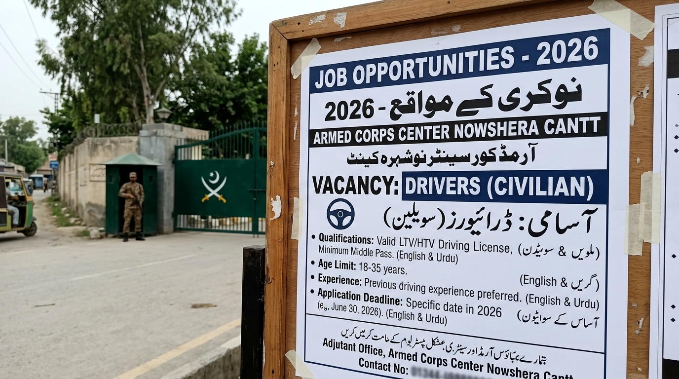 Jobs at Armed Core Center Nowshera Cantt 2026 For Drivers