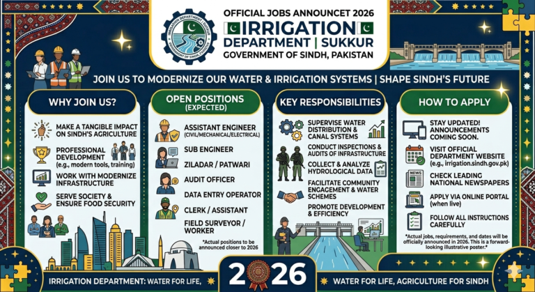 Jobs At Irrigation Department Sukkur In 2026