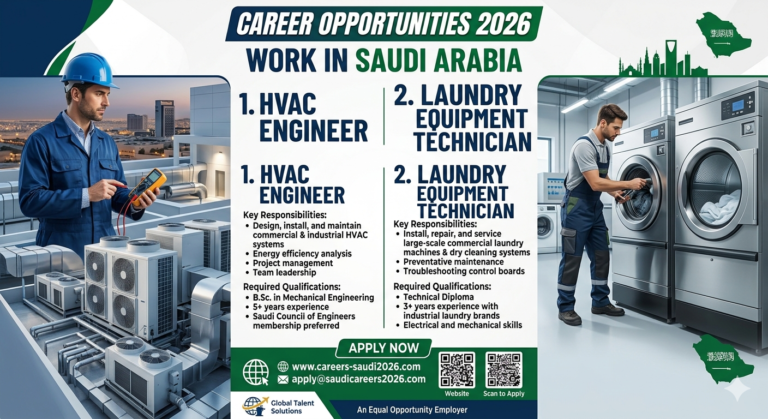 Job At HVAC Engineer & Laundry Equipment Technician Saudi Arabia 2026
