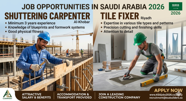 Job At Shuttering Carpenter & Tile Fixer 2026 In Saudi Arabia