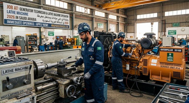 Job At Generator Technician & Lathe Machine Operator 2026 In Saudi Arabia